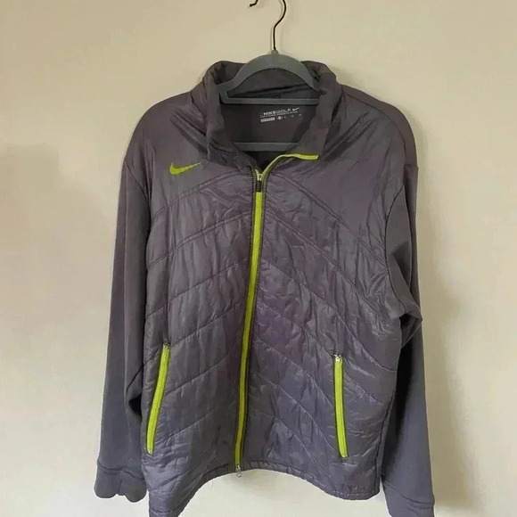NIKE GOLF THERMA MAPPING FULL ZIP PUFFER GREY VOLT SIZE XL - Picture 2 of 6